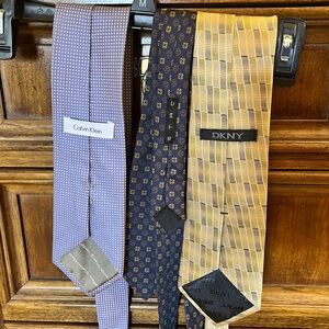 Rare vintage men’s 100% silk designer neckties Calvin Klein DKNY Etro